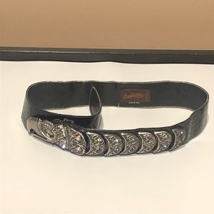 Vintage Cadenza Italian Leather & Rhinestone Belt